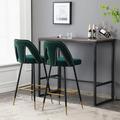 Kepooman 28 Bar Stools Set of 2 Counter Height Stools Industrial Metal Barstools with Nailheads and Gold Tipped Black Metal Legs Green