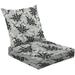 2-Piece Deep Seating Cushion Set seamless black grey small flowers grey Outdoor Chair Solid Rectangle Patio Cushion Set