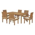 Modern Contemporary Urban Design Outdoor Patio Balcony Garden Furniture Side Dining Chair and Table Set Wood White Natural