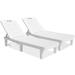 2 Piece Outdoor Lounge Chair SHINPT Lounge Chair Outdoor with Adjustable 5 Position and Retractable Cup Holders Chaise Lounge with Waterproof and UV Resistant for Garden Beach Yard White