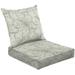 2-Piece Deep Seating Cushion Set Seamless french taupe floral farmhouse linen printed fabric Light Outdoor Chair Solid Rectangle Patio Cushion Set