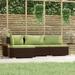 LANTRO JS 4 Piece Patio Lounge Set with Cushions Brown Poly Rattan