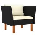 Patio Sofa Poly Rattan and Solid Eucalyptus Wood Outdoor Sectional Sofa Units