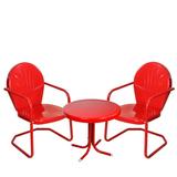 Northlight 3-Piece Retro Metal Tulip Chairs and Side Table Outdoor Set Red