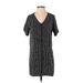 Madewell Casual Dress - Shift V Neck Short sleeves: Black Print Dresses - Women's Size X-Small
