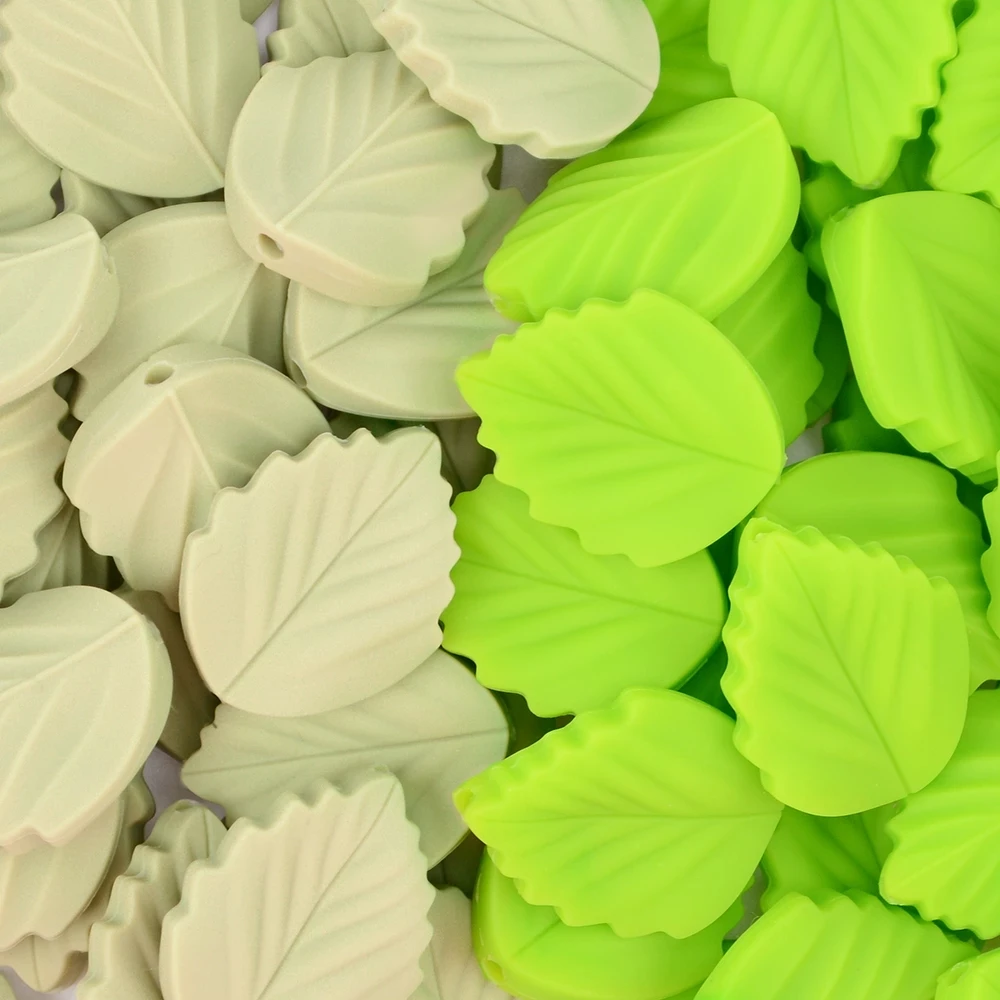 LOFCA 10 pièces feuille bébé dentition Silicone perles feuilles bricolage qualité alimentaire Silicone jouet sans BPA à mâcher infirmière cadeau anneaux de dentition accessoires