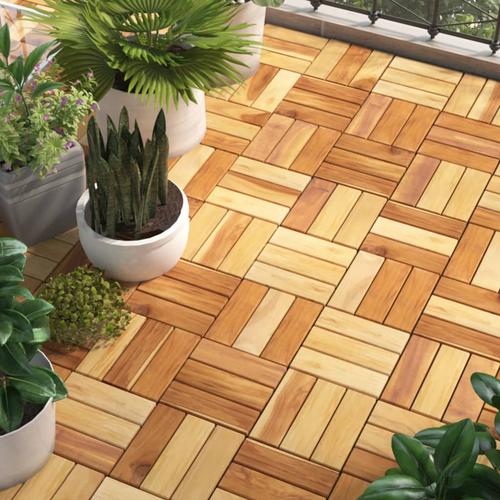 vidaXL Terrassenfliesen 30 Stk. 30×30 cm Massivholz Teak