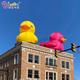 Newly design 6.6x4.7x6mH advertising inflatable cartoon duck with lights air blown animals balloon model for party event decoration toys sports