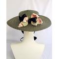 Chic Milan Straw Hat With Vintage French Black Velvet Ribbon Ties, Hat, Millinery, Edwardian, Wedding, Summer Hat, Large Brim