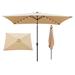 10x6.5ft Patio Outdoor Market Umbrella LED Lighted with Crank Tilt