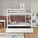Gottuard Full over Full Standard Bunk Bed w/ Trundle by Harriet Bee Wood in White | 59.9 H x 57 W x 79.5 D in | Wayfair