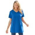 Plus Size Women's Perfect Short-Sleeve V-Neck Tunic by Woman Within in Bright Cobalt (Size M)