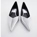 Zara Shoes | Nwt Zara Metallic Pointed Toe Shoes Sz 7.5silver | Color: Silver | Size: 7.5