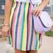 J. Crew Skirts | J. Crew Mixed Stripe Linen Blend Sidewalk Mini Skirt 00 | Color: Green/Pink | Size: 00