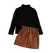 Qufokar Girl mas Outfit Tennis Clothes for Teen Girls Toddler Girls Long Sleeve Ribbed Solid T Shirt Tops Skirt Outfits