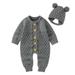 Qufokar Baby Boy Zip Up Hoodie Baby Clothes Girl 12-18 Months Girl Cotton Hat Romper Boy Sweater Set Outfits Baby Knitted Jumpsuit Boys Romper&Jumpsuit