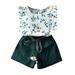 Qufokar Owikar Baby Girls Rompers Teen Outfits Baby Top+Belt Print T-Shirt Flower Toddler Clothes Outfits Shorts Girls Set Kids Girls Outfits&Set