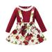 Qufokar 12 Month Girl Clothes Baby Girl Receiving Clothes Toddler Baby Girls Clothes Long Sleeve Tops Shirt Floral Suspender Skirts Overalls Dress Outfits Sets