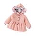Qufokar Toddler Fleece Jacket Warm Cotton Baby Winter Coats Kid Windbreaker Baby Girls Long Sleeve Patchwork Floral Hooded Jacket Winter Button Coats Outer Outfits Clothes