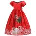 Fesfesfes New Year Girls Christmas Princess Long Dress Elegant Children s Multiple Styles Printing Theme Party Dress Spring Saving