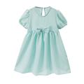 Qufokar Easter Day Baby Girl Outfit Dress Up Clothes for Little Girls Children Kid Toddler Baby Girls Solid Bubble Sleeve Bowknot Princess Dress Outfits Clothes