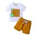 YDOJG Boy Outfit 2Pcs Toddler Baby Boy Summer Clothes Set Letter Print Short Sleeve T Shirt Solid Drawstring Shorts Pants Outfit For 12-18 Months