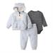 Qufokar Baby Girl 6-9 Months Clothes Teen Girl Outfits Baby Boys Girls Fall Winter Cotton Animal Coat Jacket Romper Bodysuit Long Sleeve Pants Hooded Clothes Set