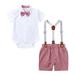 Qufokar Friend Gifts for Kids Boys Baby Winter Baby Boys Cotton Summer Gentlemen Outfits Short Sleeve Bowtie Romper Suspender Shorts Outfits Clothes Suit Set