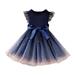 Qufokar 0-3 Month Outfit Plus Size Dresses Girls Kids Toddler Children Baby Girls Bowknot Ruffle Short Sleeve Tulle Birthday Dresses Patchwork Party Dress Princess Dress Outfits Clothes