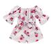 Qufokar Infant Clothes Boys 0-3 Months Fashion Baby Boy Clothes Children Kids Toddler Baby Girls Short Ruffled Sleeve Floral Striped Bowknot Jumpsuit Outfit Clothes