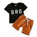 Qufokar Boys Suspender Outfit Girls Tracksuit Size 7 Shorts Short Boys Clothes Tops Set Letter Outfits T-Shirt Solid Months Sleeve Casual Summer Elastic 0-24 Boys Outfits&Set