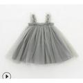 Toddler Infant Summer Tulle Slip Princess Dress Baby Girl Casual Style Sleeveless Layered One-piece (Pink Grey Black Peacock Blue) 1-5Years