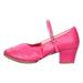 SEMIMAY Women s Solid Color Buckle Two Point Sole Rubber Low Heel Thick Heel Dance Shoes Sandals