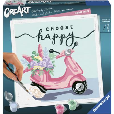 Malen nach Zahlen RAVENSBURGER "CreArt, Choose happy", bunt, Malvorlagen, KinderB:20cm H:20cm, Made in Europe, B:20cm H:20cm