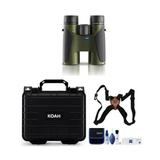 Zeiss Terra ED 10x42 Binoculars (Green) w/Rugged Hard Case Cleaning Kit Bundle