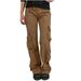 Women s Active Cargo Pants High Rise Casual Multi-Pockets Straight Leg Pants Stretch Loose Fit Workout Trousers