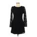 MM Couture by Miss Me Casual Dress - A-Line Crew Neck Long sleeves: Black Print Dresses - Women's Size Medium