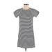 J.Crew Casual Dress - Shift Crew Neck Short sleeves: Blue Print Dresses - Women's Size 2X-Small