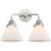 Nouveau 2 Cone 8" 2 Light 16" Bath Light - Polished Chrome - Whit