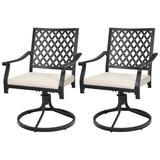 Costway 2 Pieces Patio 360° Swivel Dining Chairs with Rocker and Cushioned Armrest-Beige