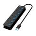 Ykohkofe Multi Port USB Splitter 7 Port USB 3.0 Hub USB A Port Data Hub With Independent On/Off And LED Indicators Lights For Laptop PC Computer Mobile HDD Flash Drive And More