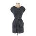 H&M Casual Dress - Mini Crew Neck Short sleeves: Blue Print Dresses - Women's Size X-Small
