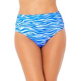 Plus Size Women's Shirred Swim Brief by Swimsuits For All in Blue Animal (Size 6)