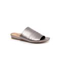 Wide Width Women's Camano Slide Sandal by SoftWalk in Pewter Metal (Size 9 W)