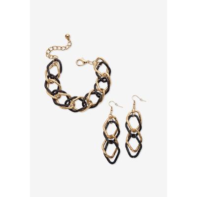 Women's Double Curb-Link Bracelet And Drop Earring...