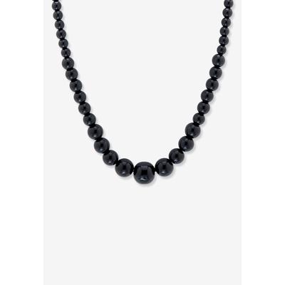 Women's Graduated Round Genuine Black Agate Necklace 18" Jewelry by PalmBeach Jewelry in Agate