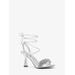 Michael Kors Lucia Embellished Metallic Leather Sandal Silver 6