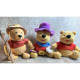 Disney Toys | Lot Of 3 Disney “ Winnie The Pooh” Plush (Pooh, Cowboy Pooh, Fishing Pooh) | Color: Orange/Yellow | Size: Osbb