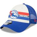 Men's New Era Philadelphia 76ers Royal Stripes 9FORTY Trucker Snapback Hat