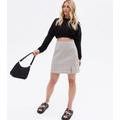 Petite Light Grey Check Mini Skirt New Look